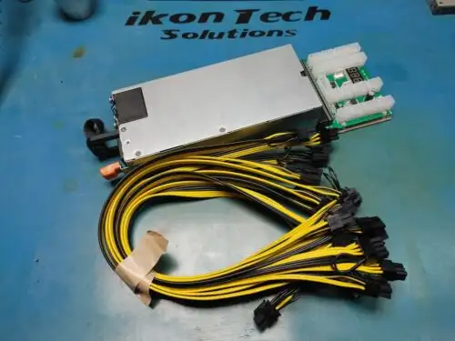1100W Psu Gpu Crypto Mining Power Supply Breakout Board 12 X 24" 16 Awg Pcie 80+
