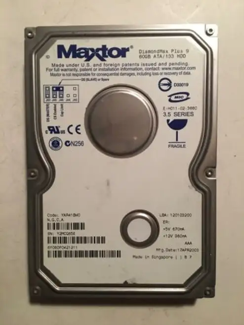 Maxtor 60Gb Ide 3.5 Inch 7200Rpm Yar41Bw0 N G C A Diamond Plus 9 E6Fyb Si...