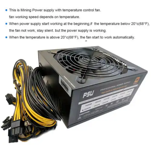 180V-260V Atx Eth Bitcoin Mining Alimentazione 95% di efficienza 2400W