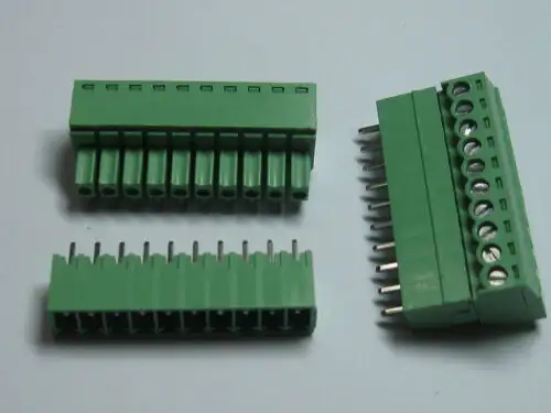 100 Screw Terminal Block Connector 3.5Mm 10Pin/Way Green Pluggable Type Straight