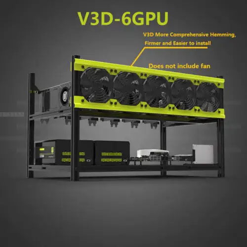 Veddha V3D 6 Gpu Aluminum Stackable Air Mining Rig Frame Miner Case