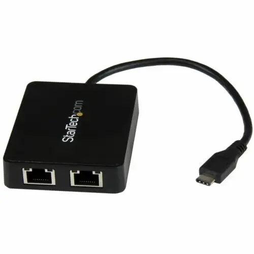 Star Tech 5G Usb C To Dual Rj45 Ethernet Adapter With Usb A Port For Mac/Windows