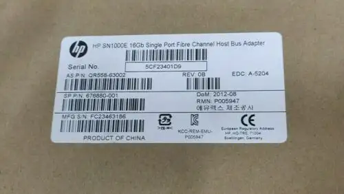 Hp 676880-001 Qr558-63002 Sn1000E 16Gb Single Port Fc Hba Card -