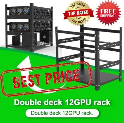 6/8/10/12 Gpu Slots Stackable Air Mining Rack Computer Rig Frame Multiple