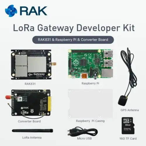 Rak831 Lora/Lorawan Gateway Developer Kit With Raspi And Max-7Q Gps - As923