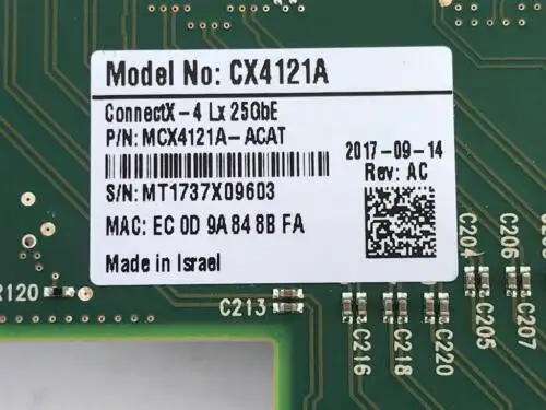 Refurbished Mellanox Mcx4121A-Acat 25Gbe Eth Dual-Port Sfp28 Pcie 3.0X8 Rohs R6