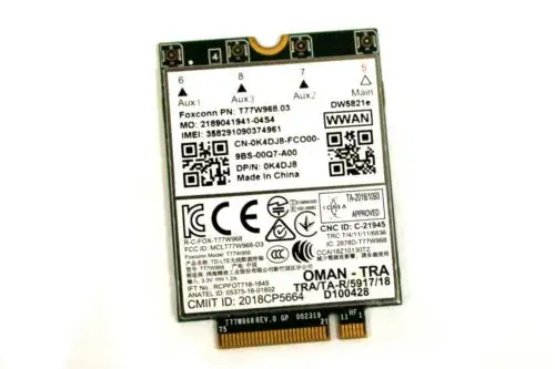 K4Dj8 Dell Latitude 5420 5424 7424 T77W968 Dw5821E Snapdragon X20 Lte 4G Card