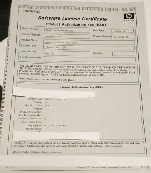 Digitial Dec Hp Ql-36Nae-Aa Nas Cl 150 V/A Trad Lic Pak