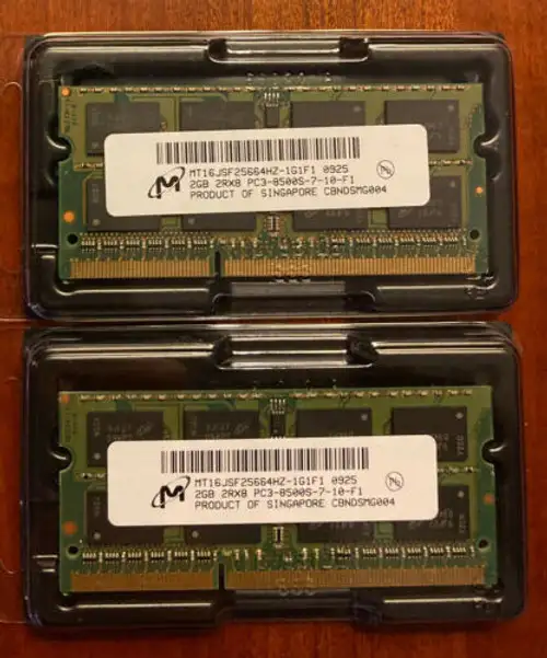 Mémoire RAM Micron 4 Go (2 x 2 Go) 2Rx8 PC3-8500S-7-10-F1 Mt16Jsf25664Hz-1G1F1