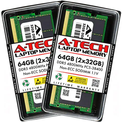 64Gb 2X 32Gb Ddr5-4800 Lenovo Thinkpad X1 Extreme Gen 5 Memory Ram