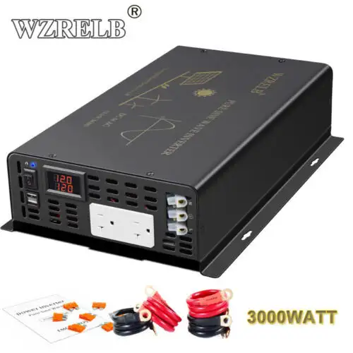 3000W Pure Sine Wave Inverter 12V To 120V Power Converter Car Truck Rv Usb 2.4A
