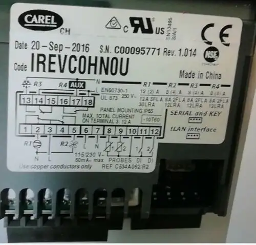 Carel Irevc0Hn0U Temperature Controller