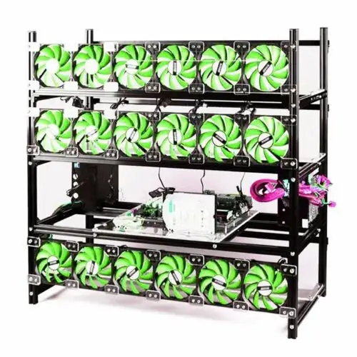 19Gpu (With 18 Fans) Stackable Air Mining Rig Frame Computer Miner Case