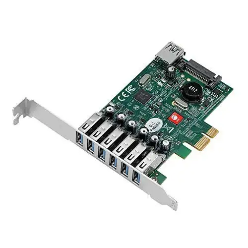 7-Port Usb 3.0 5Gbps Pcie Expansion Card With Full And Low Profile Brackets