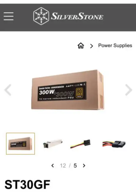 Silverstone Technology Gemini 300+300W Mini Redundant Power Supply 80 Plus Bronz
