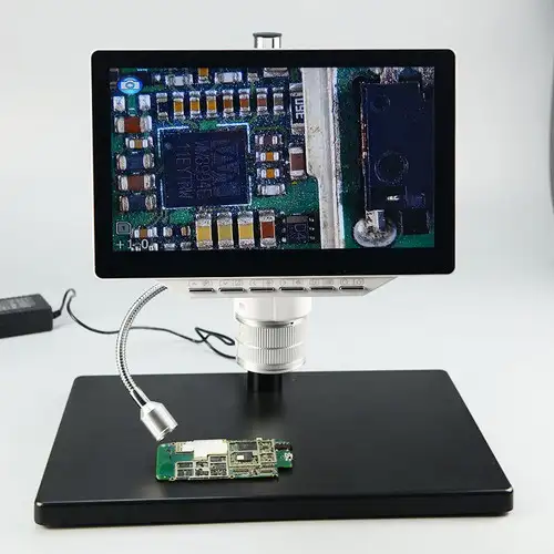 Zoom digital 14X-90X pantalla LCD HDMI estéreo microscopio para teléfono móvil de reparación de soldadura