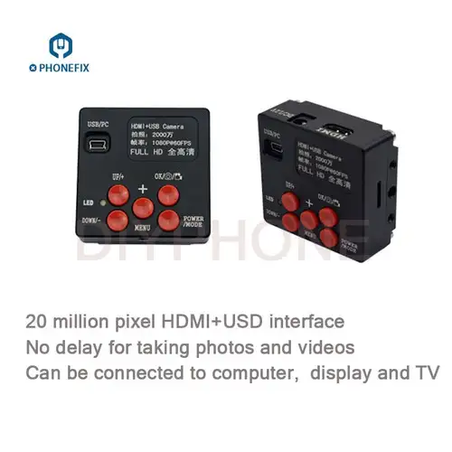 PHONEFIX 1920*1080P 3D Intelligent Digital Microscope With 20MP HDMI Camera 3D View Angle Attachment for Phone PCB Repair