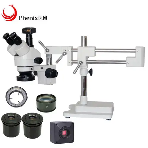 5MP USB2.0 Camera Phenix 7X-180X Trinocular Stereo Microscopio for Industry Repairing Mobile Phone Soldering Microscope