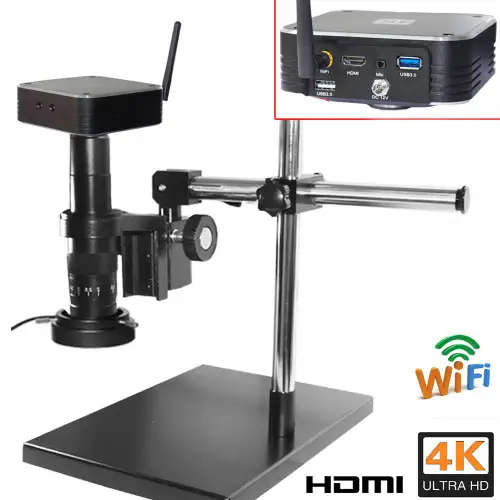 120GB 4K UHD HDMI USB3.0 USB 3.0 IP Camera 5G WiFi 1080P 60fps FHD Industry Microscope Digital Video Camera 20-180X C Mount Lens