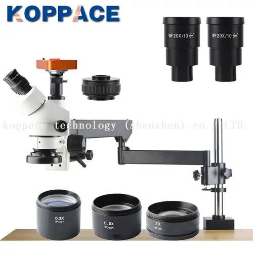 KOPPACE 2.1X-180X 21MP Full HD 1080P 60FPS HDMI Industry Microscope 0.7X-4.5X Zoom Objective Trinocular Stereo Microscope