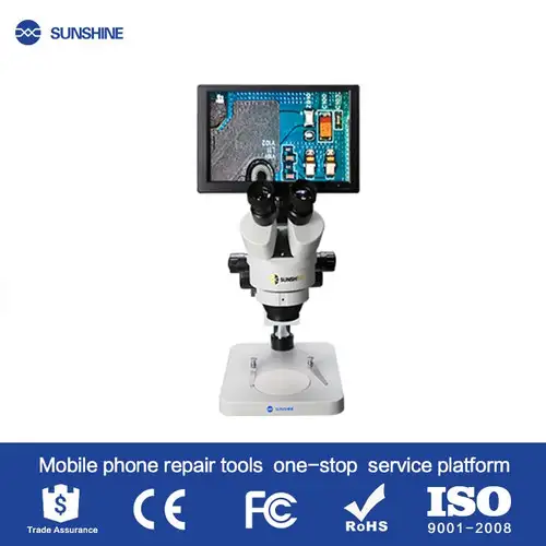 SUNSHINE set 10.1 inch SZM45T-B1-1600S HDMI 1600W megapixel camera with trinocular zoom microscope for mobile phone repair