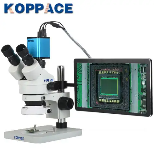 KOPPACE 10X-254X 2 millions de pixels HDMI Microscope industriel Microscope électronique industriel Moniteur HD de 13,3 pouces.