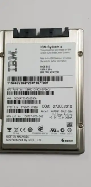 10 X Ibm 50Gb Ssd Sata 1.5Gb Hdd Fru 43W7737 1.8¬î P/N Ibm 50-01903-Spacu