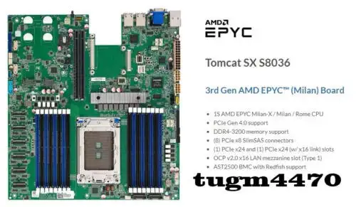 Tyan S8036 2Nd Generation Supports Amd Epyc 7002/7003 Series Pci4.0