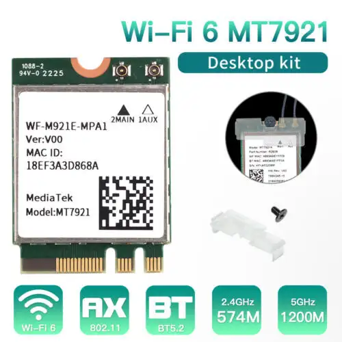 Mt7921 M.2 Ngff Wifi Karte Dual Band 1800Mbps Bluetooth 5.2 Wireless Netzwerkkarte
