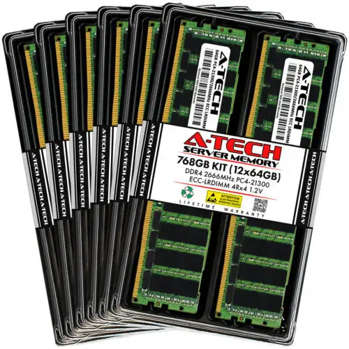 768Gb 12X 64Gb Pc4-2666 Lrdimm Supermicro 6019P-Acr12L+ Memory Ram