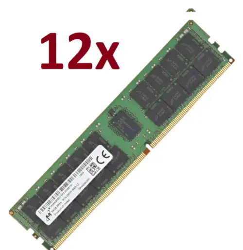 12X Micron 64Gb 786Gb Ddr4 2933Mhz Ecc Reg Mta36Asf8G72Pz-2G9 Rdimm Server Memory-