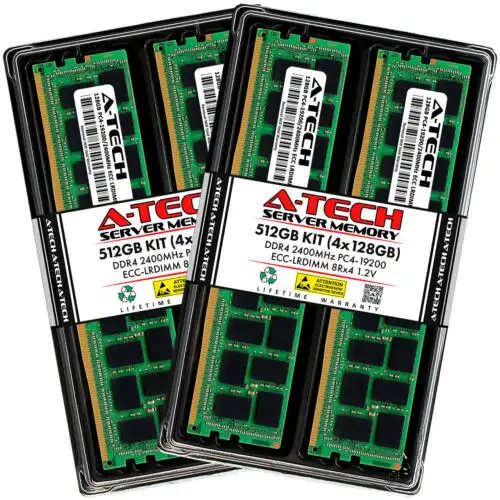 A-Tech 512Gb 4X 128Gb Pc4-19200 Ddr4 Ecc Load Reduced Lrdimm Server Memory Ram