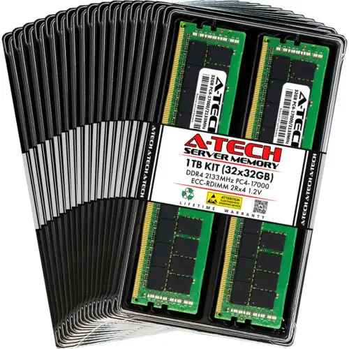 A-Tech 1Tb 32X 32Gb 2Rx4 Pc4-17000R Ddr4 2133Mhz Ecc Reg Rdimm Server Memory Ram