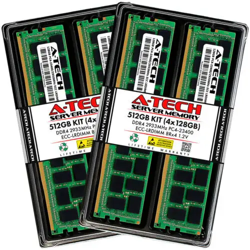 A-Tech 512Gb 4X 128Gb Pc4-23400 Ddr4 Ecc Load Reduced Lrdimm Server Memory Ram