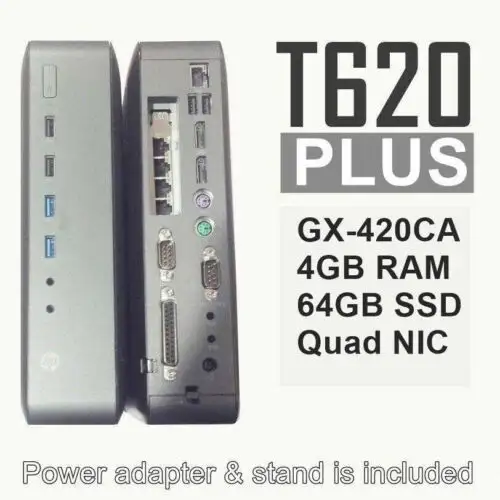 Hp T620 Plus Thin Client Quad Core Gx-420Ca 4/64+Intel 4Port Gb -Pfsense Ready