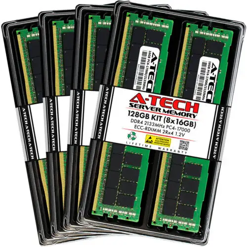 A-Tech 128Gb 8X 16Gb 2Rx4 Pc4-17000R Ddr4 2133 Ecc Reg Rdimm Server Memory Ram