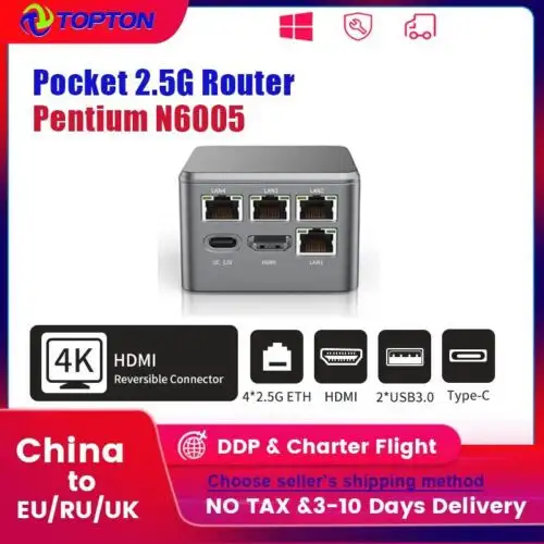 Pocket 2.5G Router Pentium N6005 Celeron N5105 4X Intel I226-V Firewall Mini Pc