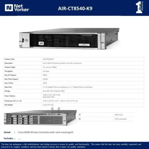 Cisco Air-Ct8540-K9 8540 Wireless Controller - Same Day ping