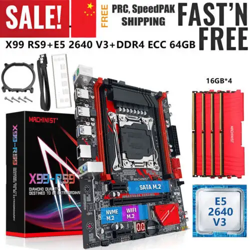 X99 Motherboard Lga 2011-3 + Xeon E5 2640 V3 Cpu 64G Ddr4 Ecc Ram Sata Nvme M.2
