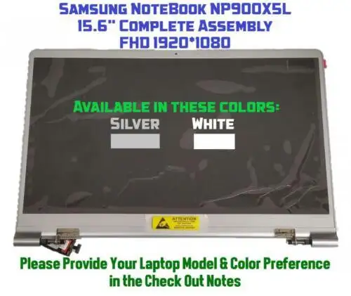 New Samsung Notebook 900X5L Np900X5L-K02Us 15" Silver Lcd Full Screen Assembly