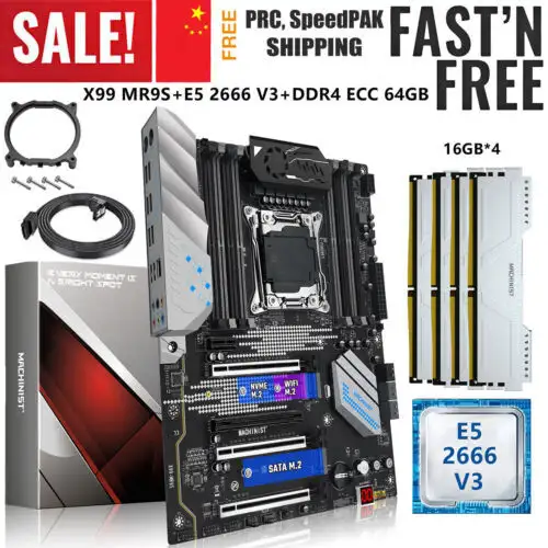 X99 Motherboard Lga 2011-3 With Xeon E5 2666 V3 Cpu 416Gb Ddr4 Ecc Ram Nvme M.2
