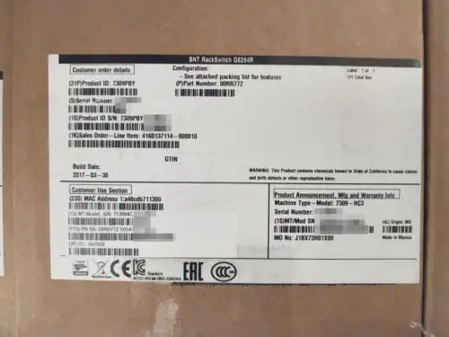 Lenovo / Bnt Rackswitch G8264 48-Port 10Gbe / 40Gbe Switch 7309-Hc3 7120-64C