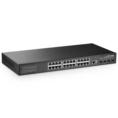 28 Port Gigabit Managed Switch 24 Port Ge 4 X 10G Sfp+ Uplink 1 Console Por