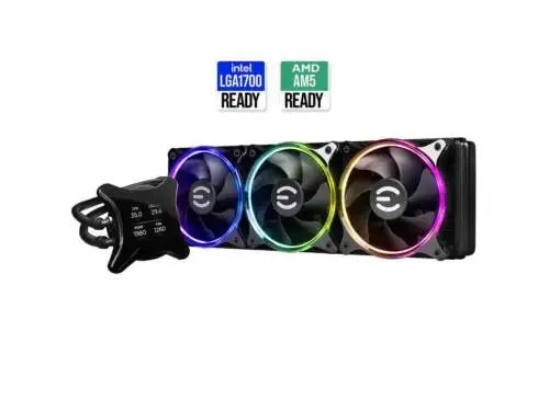Evga Clcx 360Mm All-In-One Lcd Cpu Liquid Cooler 3X 120Mm Pwm Argb Fans Intel