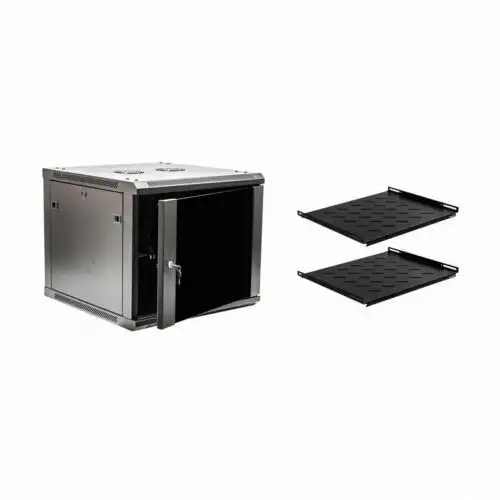 9U It Wall Mount Network Server Data Cabinet Enclosure 24-Inch Depth W/Shelves