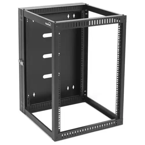 Navepoint 15U Hinged Frame Wall-Mount Network Rack 22-Inch Depth