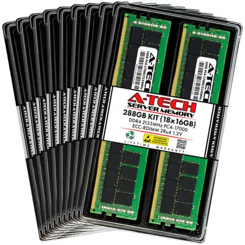 A-Tech 288Gb 18X 16Gb 2Rx4 Pc4-17000R Ddr4 2133 Ecc Reg Rdimm Server Memory Ram