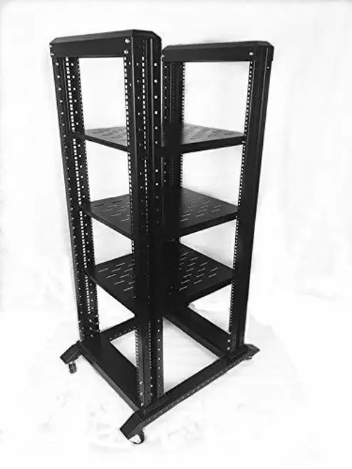 27U 4 Post Frame Network Server Rack 19" Width 32" Deep 1000Mm W/ 3 Shelves