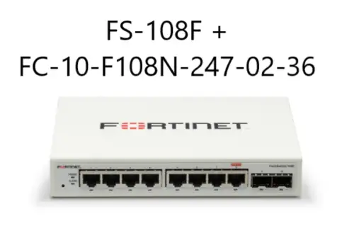Fortinet Fortiswitch Fs-108F Network Switch + 24X7 Forticare License