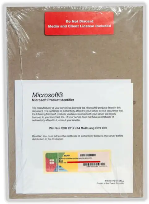 Dell Microsoft Win Svr 2012 Datacenter Rok 2Cpu Ml 5C9Vp Media And Product Key